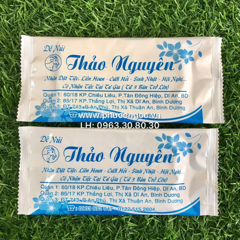 khăn lạnh; khăn ướt; bao đũa; muỗng; nĩa; tăm tre; hóa đơn; cồn thạch