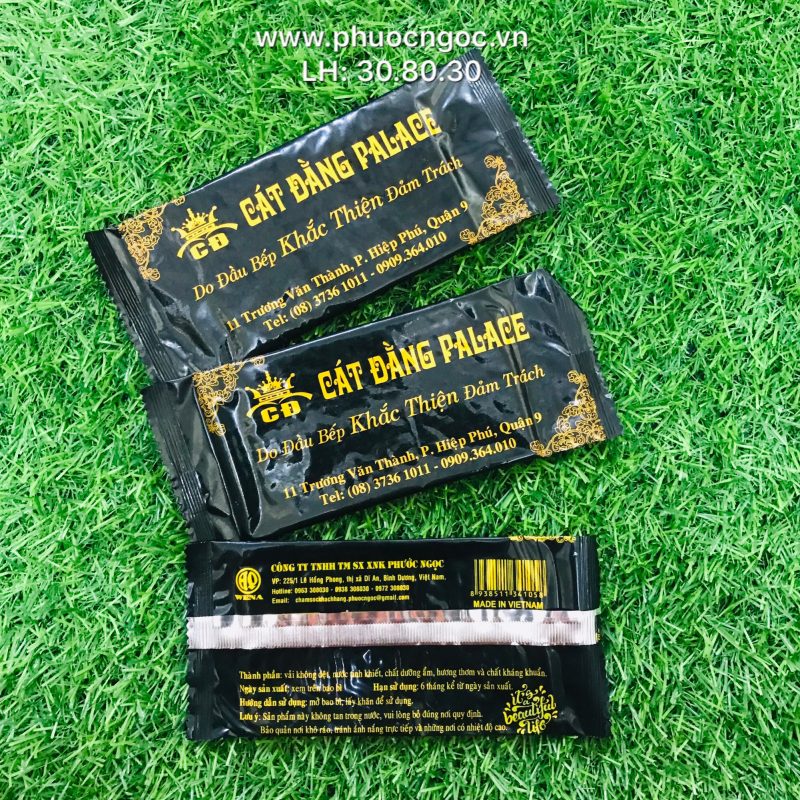 khăn lạnh; khăn ướt; bao đũa; muỗng; nĩa; tăm tre; hóa đơn; cồn thạch