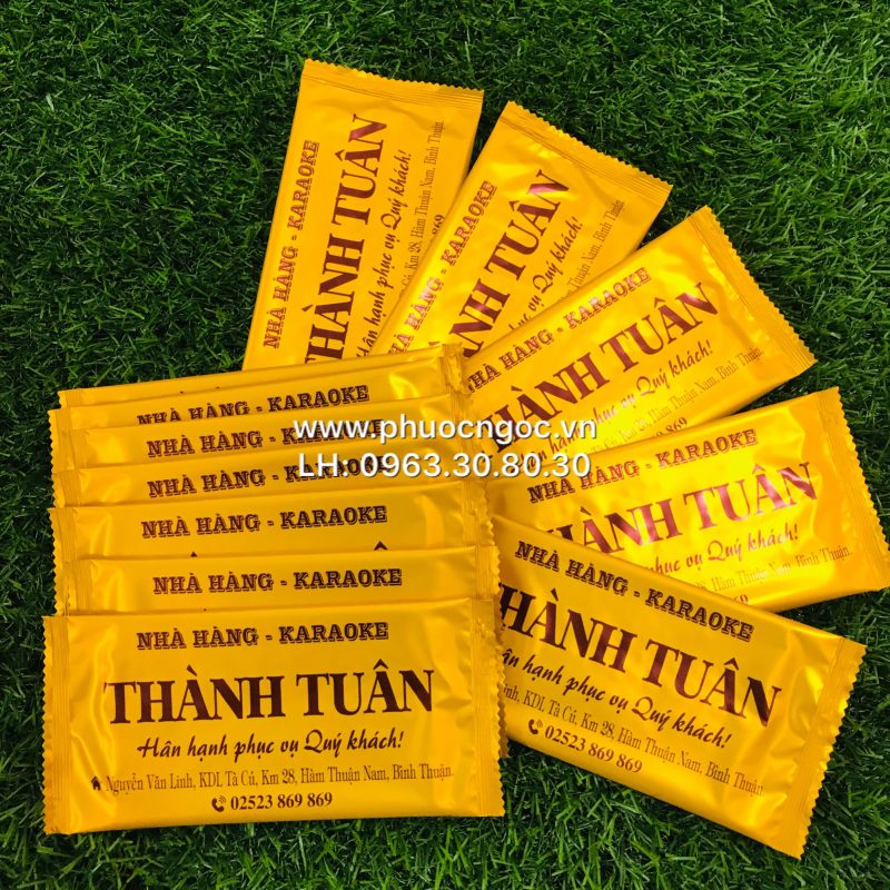 khăn lạnh; khăn ướt; bao đũa; muỗng; nĩa; tăm tre; hóa đơn; cồn thạch