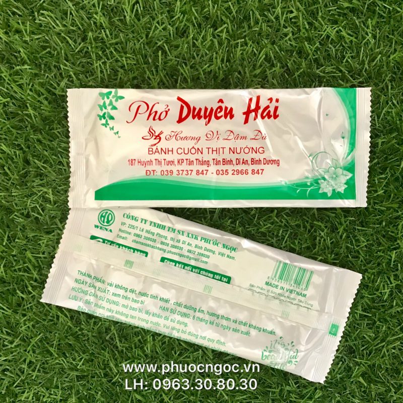 khăn lạnh; khăn ướt; bao đũa; muỗng; nĩa; tăm tre; hóa đơn; cồn thạch