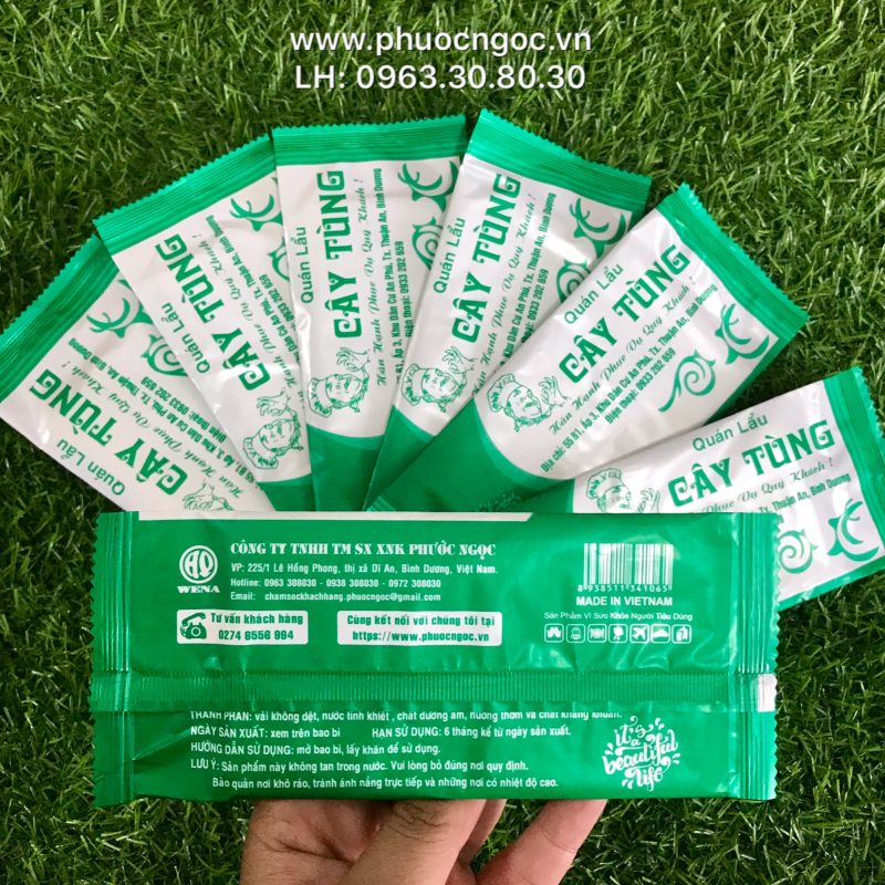 khăn lạnh; khăn ướt; bao đũa; muỗng; nĩa; tăm tre; hóa đơn; cồn thạch