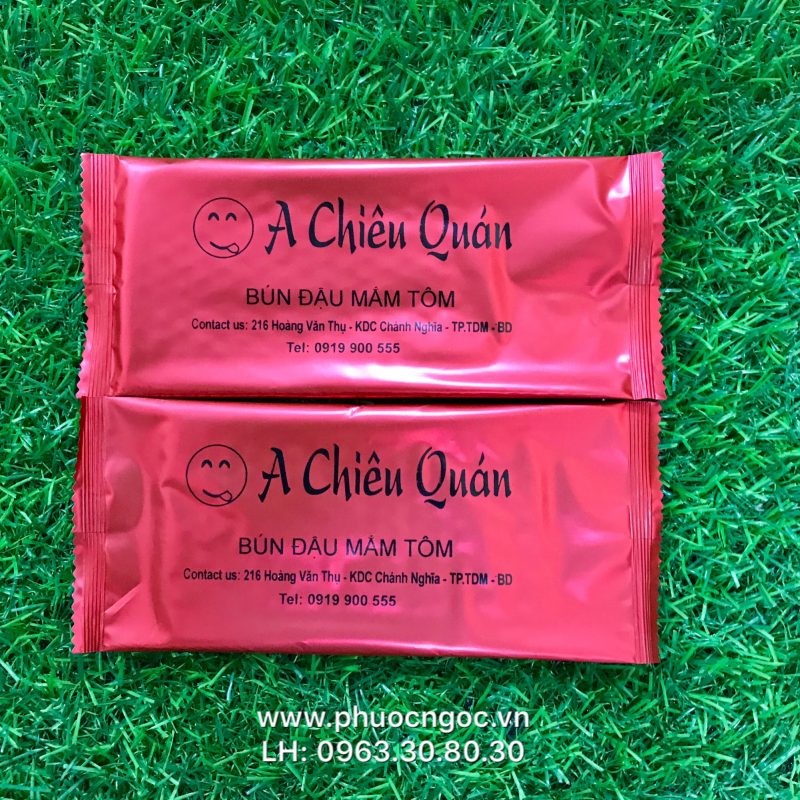 khăn lạnh; khăn ướt; bao đũa; muỗng; nĩa; tăm tre; hóa đơn; cồn thạch